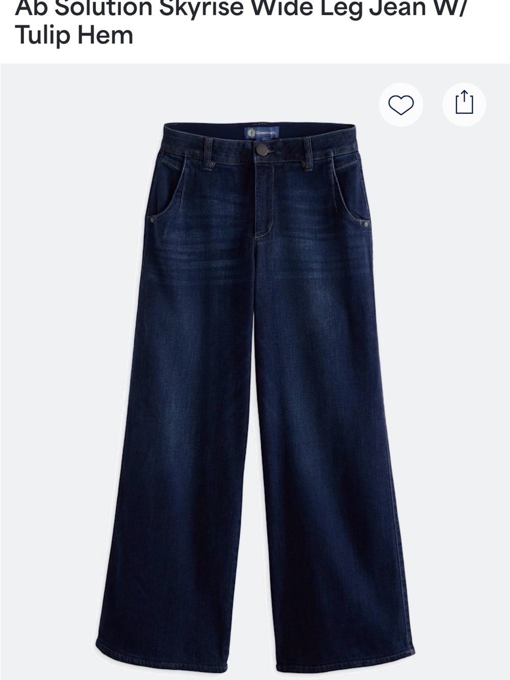 Ab Solution Skyrise Wide Leg Jean Tulip Hem Like New size 12